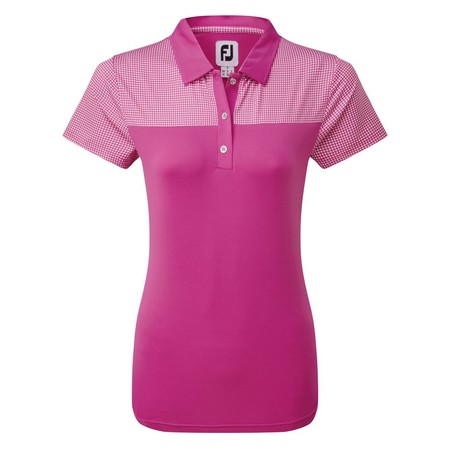 FootJoy Womens Lisle Shirt with Dot Print Yoke